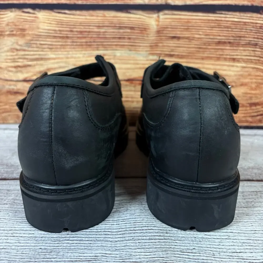 Vintage Y2k Lugz New York Black Leather Platform Low Top Boots